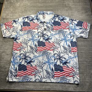 Eagle Six Gear Polo Shirt Mens 3XL Blue Rifle Gun Floral Tactical USA Flag